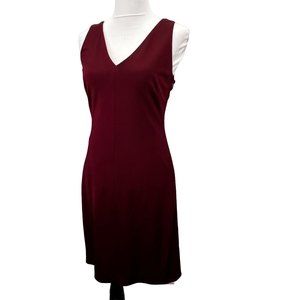 Lauren Ralph Lauren Sheath Dress Burgundy Maroon 6 Sleeveless V Neck Cage Back